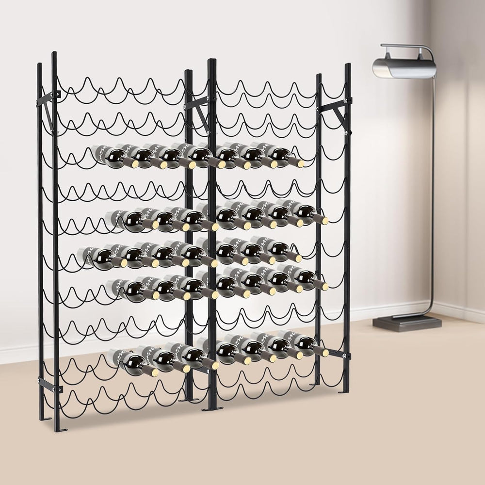 10-Tier Wine Rack for 100 Bottles - Black Metal Wine Bottle Holder Stand with...