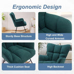 Nursery Rocking Chair, Boho Accent Ottoman, Teddy Upholstered Glider Rocker with High Backrest, Recliner Function and Foot Rest for Living Room, Small Spaces, Bedroom, Green