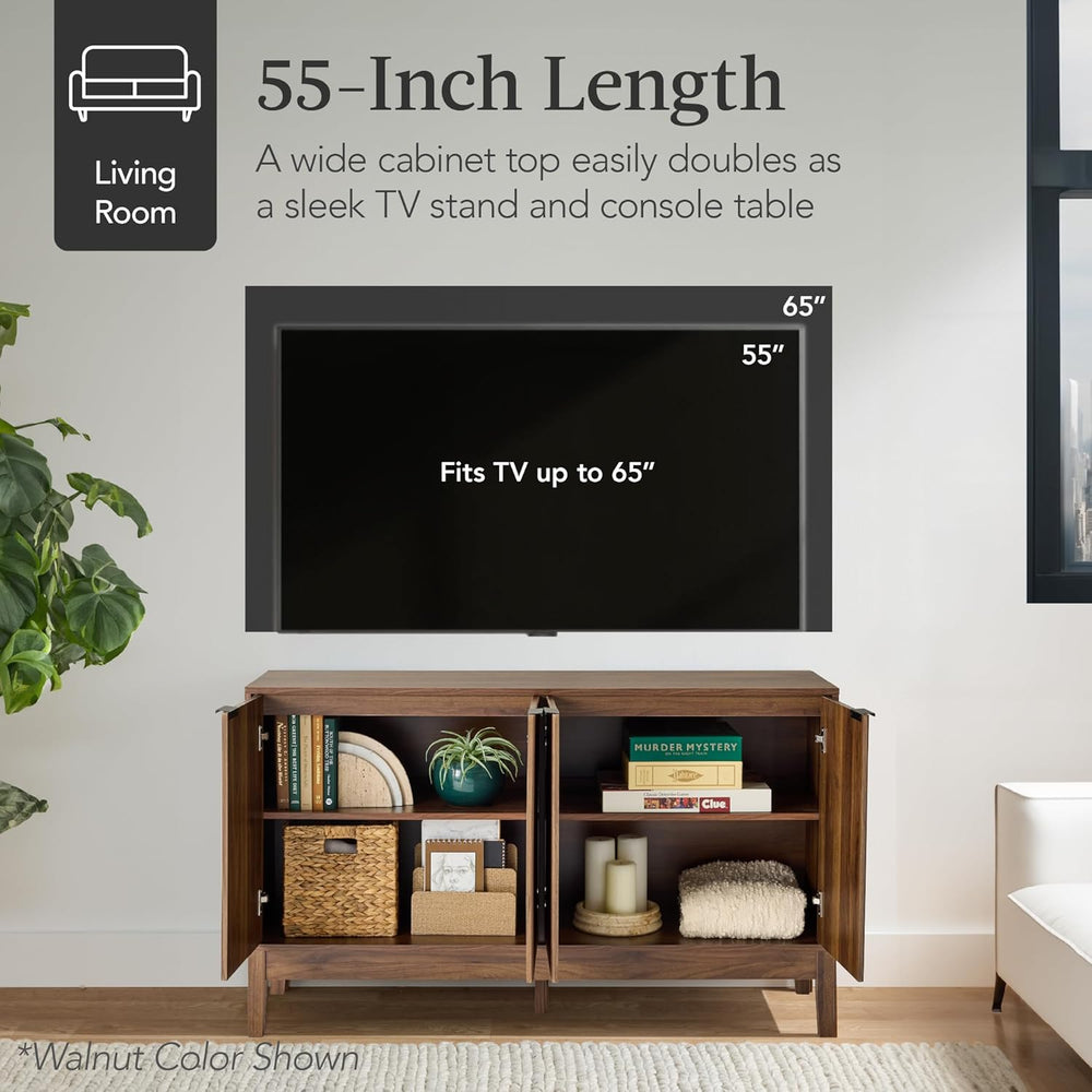 Best Choice Products 55" Modern 4-Door Sideboard Storage Cabinet, Buffet...