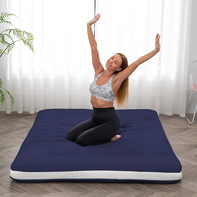 Dr.Futon Japanese Floor Futon Mattress Extra Thick Folding Roll Up Bed Topper...