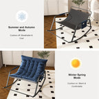 35'' Oversized Nursery Rocking Chair, Upholstered Glider Rocker Nursery Rocking Accent Chair, Recliner Armchair with Side Pocket, Comfy Side Living Room Chairs for Bedroom Nursing Room(Blue)