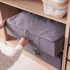 iwill CREATE PRO Underbed Storage Boxes for Bedding/Garment/Duvets/Blankets/Shoes, Folding Fabric Rigid Under bed Storage Bins with Zip Lid, Washable, Black Gray