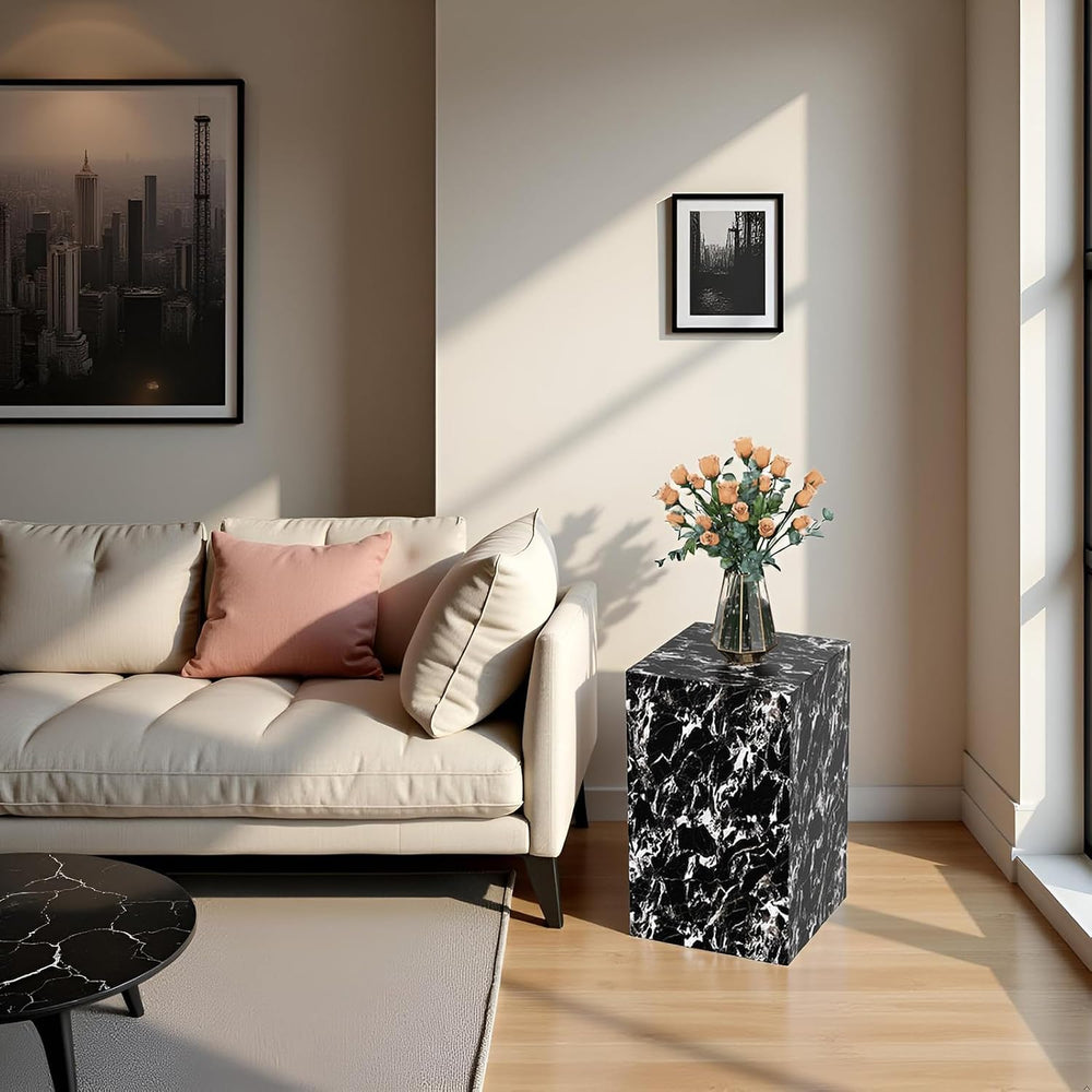 Modern Marble Side Table, 20" Small Square End Table for Living Room, Be...