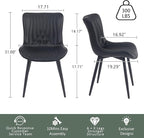 YOUTASTE Black Dining Chairs Set of 2 Mid Century Modern Kitchen&Dining Room Chairs Armless Upholstered Faux Leather Accent Chairs with Back Metal Vanity Lounge Side Chair for Living Room Bedroom