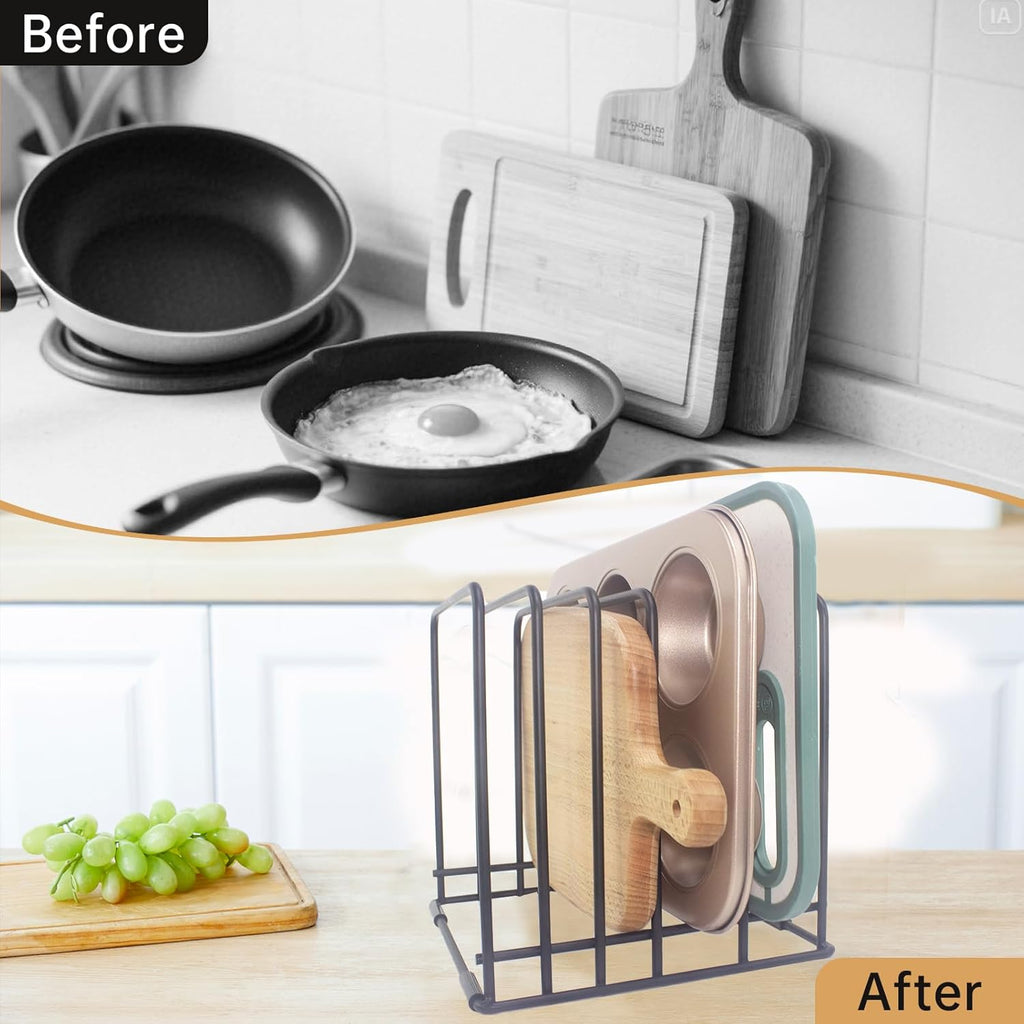 Cutting Board Organizer,Kitchen Cabinet Organizer,Divided Rack with 5 Slots for Baking Trays,Space-Saving Kitchen Storage for Cookie Sheet,Thin Pans and Baking Sheets Holder (small-1pcs)
