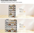 STO STO Expandable Shoe Rack, 5-Tier Metal Shoe Rack for Closet, Up to 24 Pairs Adjustable Shoe Rack Storage for Front Door Entrance, Free Standing Shoe Rack Organizer for Entryway, Black