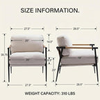 DUOMAY Beige Modern Accent Chair Chenille Upholstered Lounge Bedroom Chair with Metal Legs Comfy Lightweight Living Room Chair Armchair for Home Reading