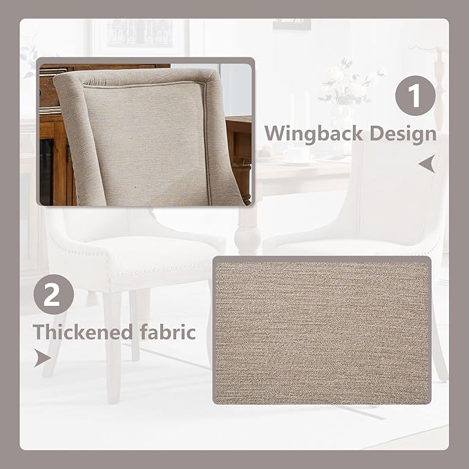 Modern Dining Chairs Set of 2, High Back Dining Chairs Side Chairs with Solid...