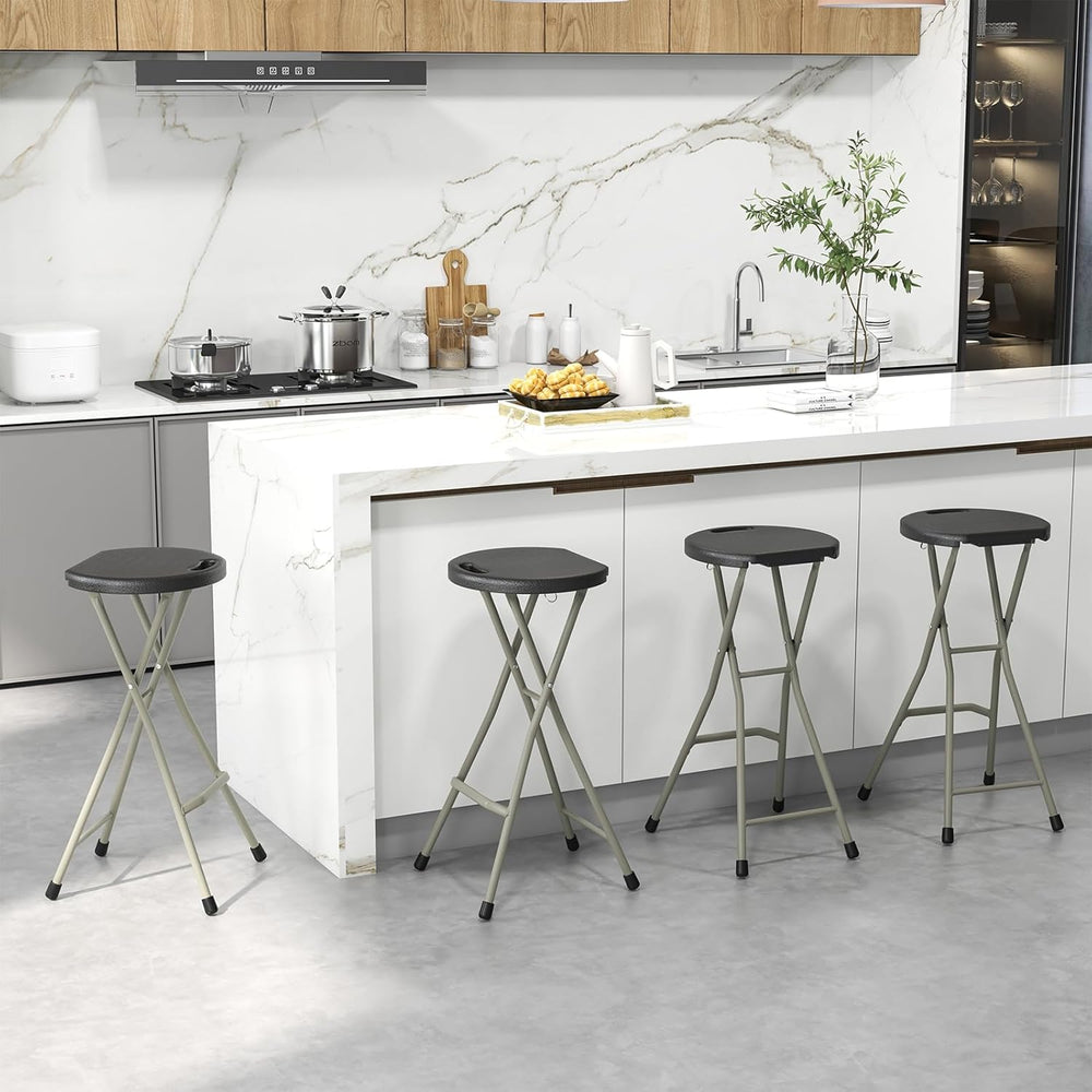 GYMAX Folding Stool, 28in Portable Collapsible Bar Stool with Handle & St...