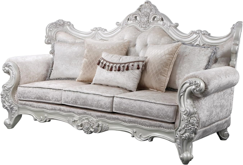 2Pc Living Room Set in with Silver Brush