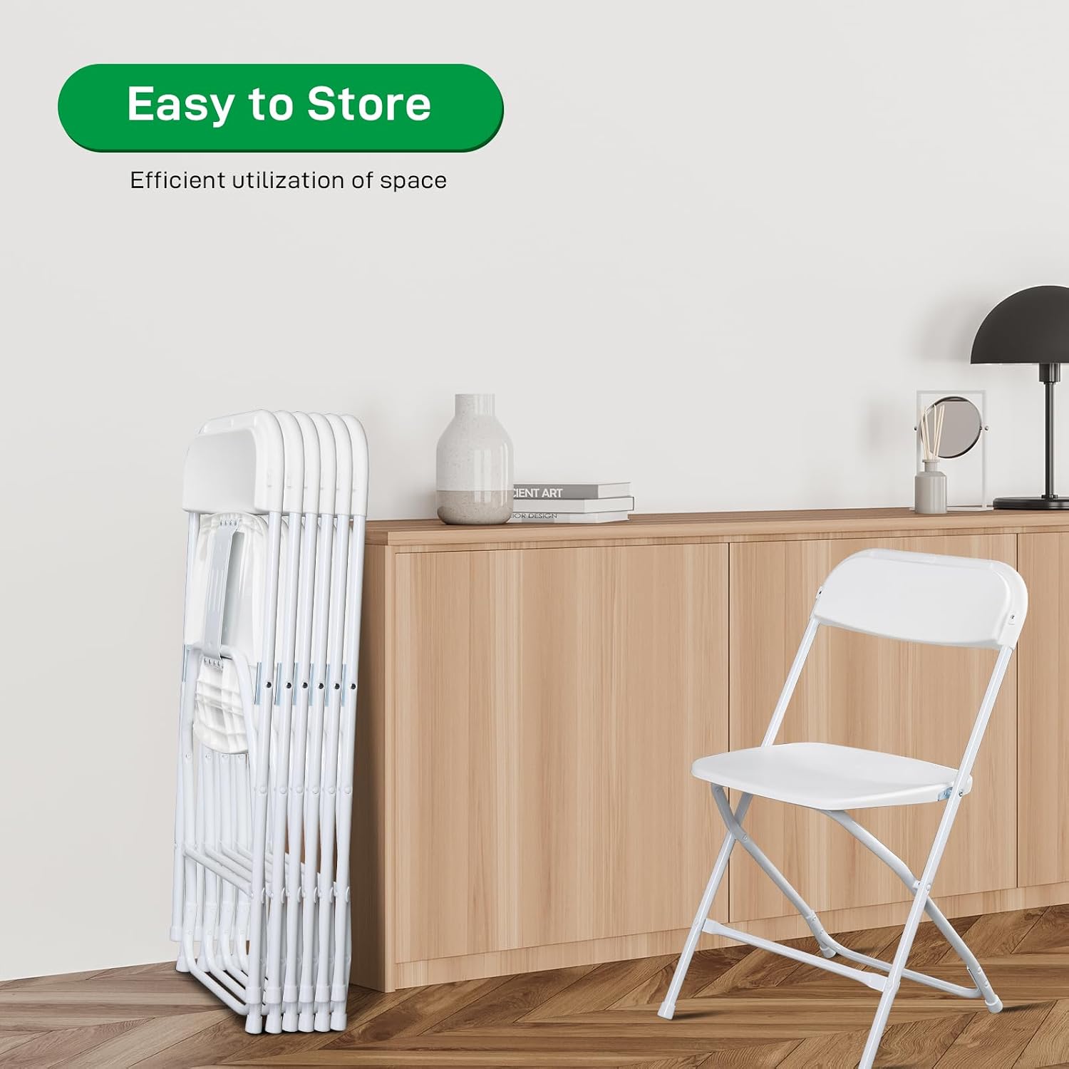 100pcs Folding Chair, Plastic Chairs with 330-Pound Capacity, Easy to Fold and Store Suitable for Indoor & Outdoor, Wedding, Party, Restaurant, Meeting Room, Patio and Garden, White