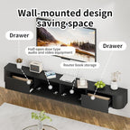 SHGJ&SOFT Floating TV Stand Wall Mounted Media Console with Door Entertainment Centerwith Storage Cabinets, Wall Mounted TV Shelf for Bedroom,Living Room (Black, 78.7IN)