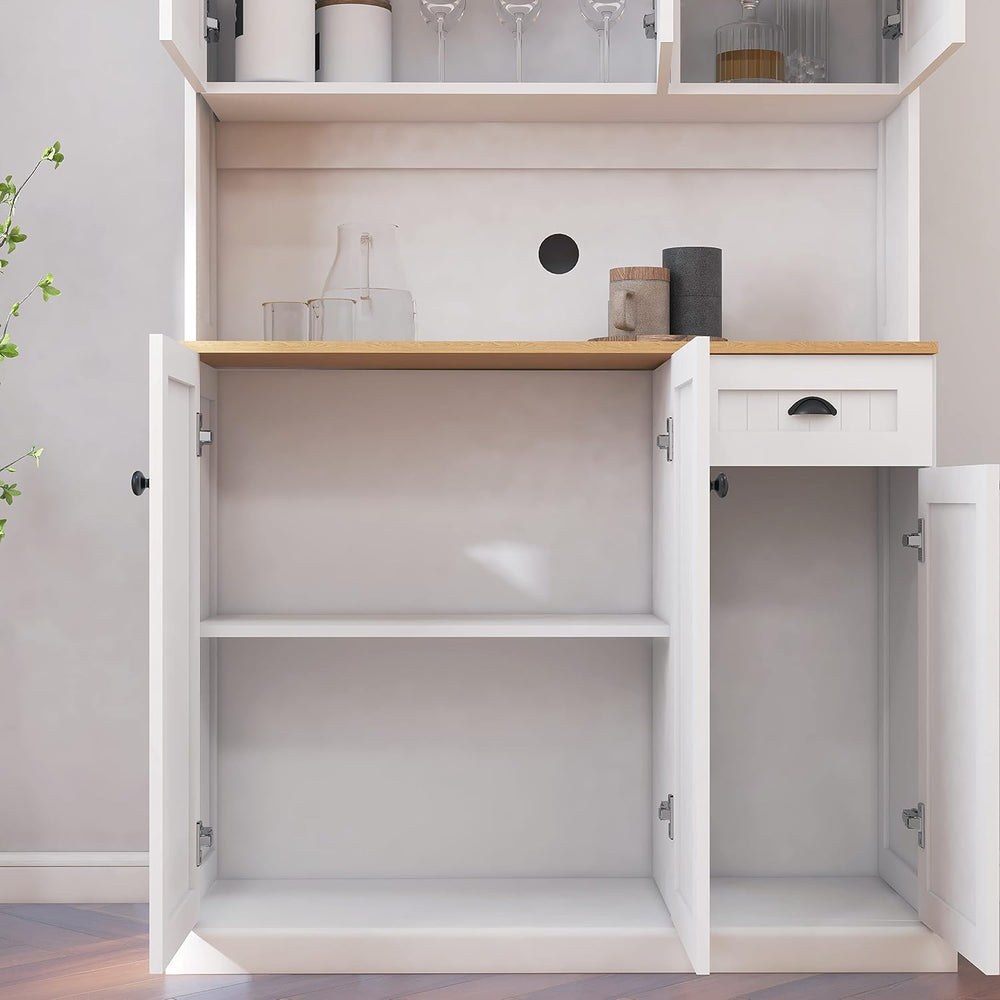 Freestanding Kitchen Pantry with Dawer & 3 Shelves, 2 Single Doors & ...