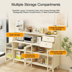 Kitchen Pantry Cabinet with Doors and Drawers, Farmhouse Wood Kitchen Pantry, Versatile Cupboard for Dining Room, for Dining Room, Living Room(Brown,35cm/13.8in)