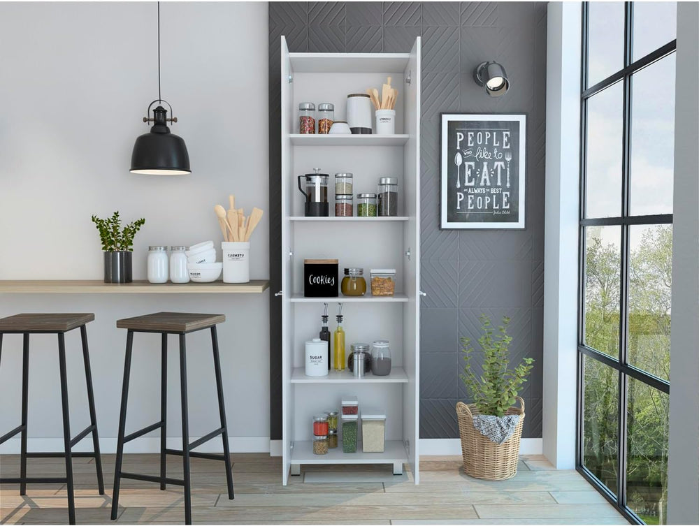 Baleare Pantry Cabinet, Ample Storage, 5 Shelves, White