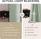 Joydeco Blackout Curtains for Bedroom - 100% Light Blocking 2 Panels Sage Green Drapes 42" W x 90" L, Thermal Insulated Room Darkening Curtains, Linen Textured for Living Room, Rod Pocket & Back Tabs