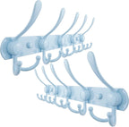 Dseap Coat Rack Wall Mounted - 5 Tri Hooks, Heavy Duty, Stainless Steel, Metal Coat Hook Rail for Coat Hat Towel Purse Robes Mudroom Bathroom Entryway (Blue, Pack of 2)