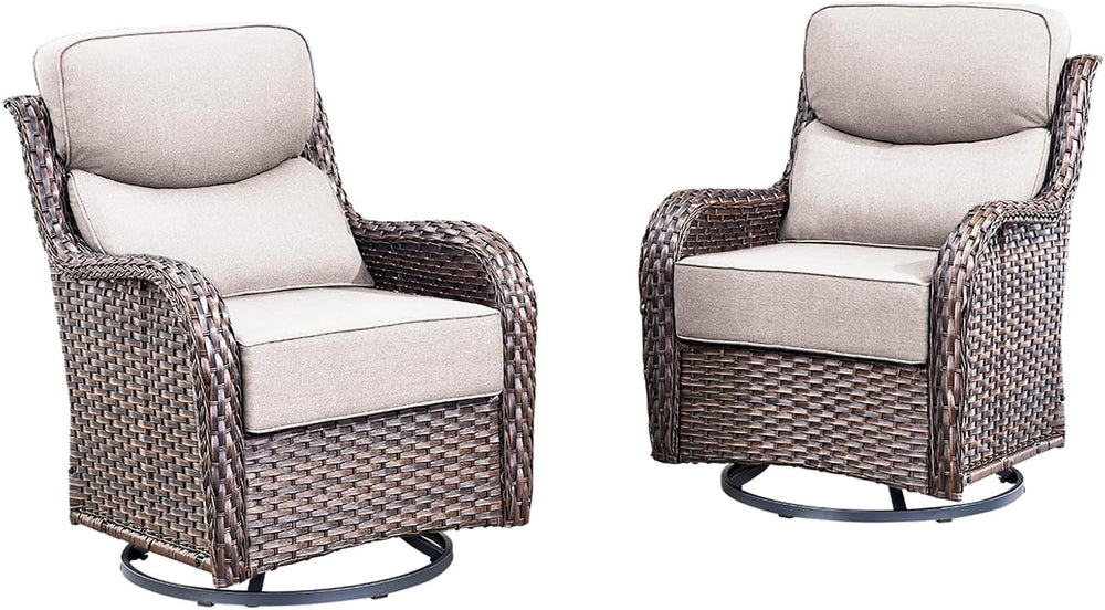 Luxury Outdoor Swivel Rocker Patio Chairs Set of 2 with 6-Inch Thick Cushions...