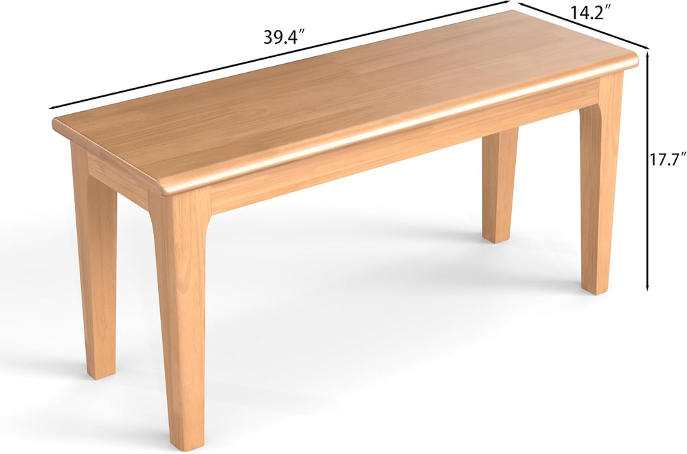 Dining Bench 39.4" Solid Oak Wooden Bed End＆Entryway Bench for Living Ro...