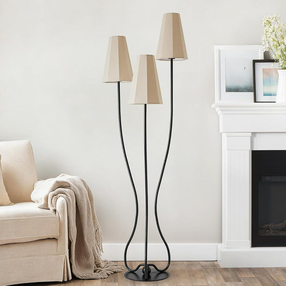 ZenGlimmer Artistic Vintage Floor Lamp, 3-Light Standing Lamps with Sculptura...
