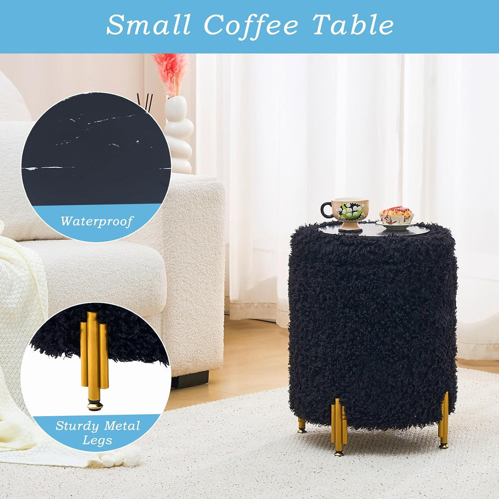 Round Storage Ottoman,Modern Foot Stool with Metal Legs,Vanity Stool with Sof...