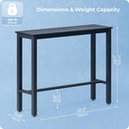 51 Inch Bar Table, Bar Height Pub Table, Water-Resistant Counter Height Table, Rectangular High Top for Kitchen & Dining Living Room, Black Metal Frame & Easy to Set Up, Black