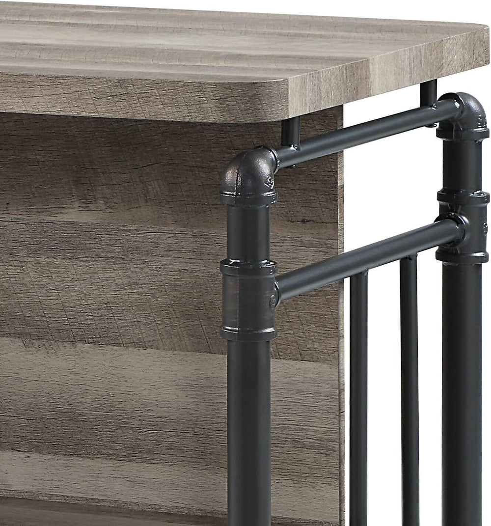 Antique Oak and Sandy Grey 5-Shelf Kitchen Island with Wood+Metal | Wood and ...
