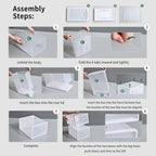 Large Shoe Storage Boxes Organizers Clear Plastic Stackable 12 Pack Fit Size 9, Shoe Rack & Holder Substitute, Sneaker Containers, Toy Storage Organizer Bins for Entryway, Closet, Under Bed