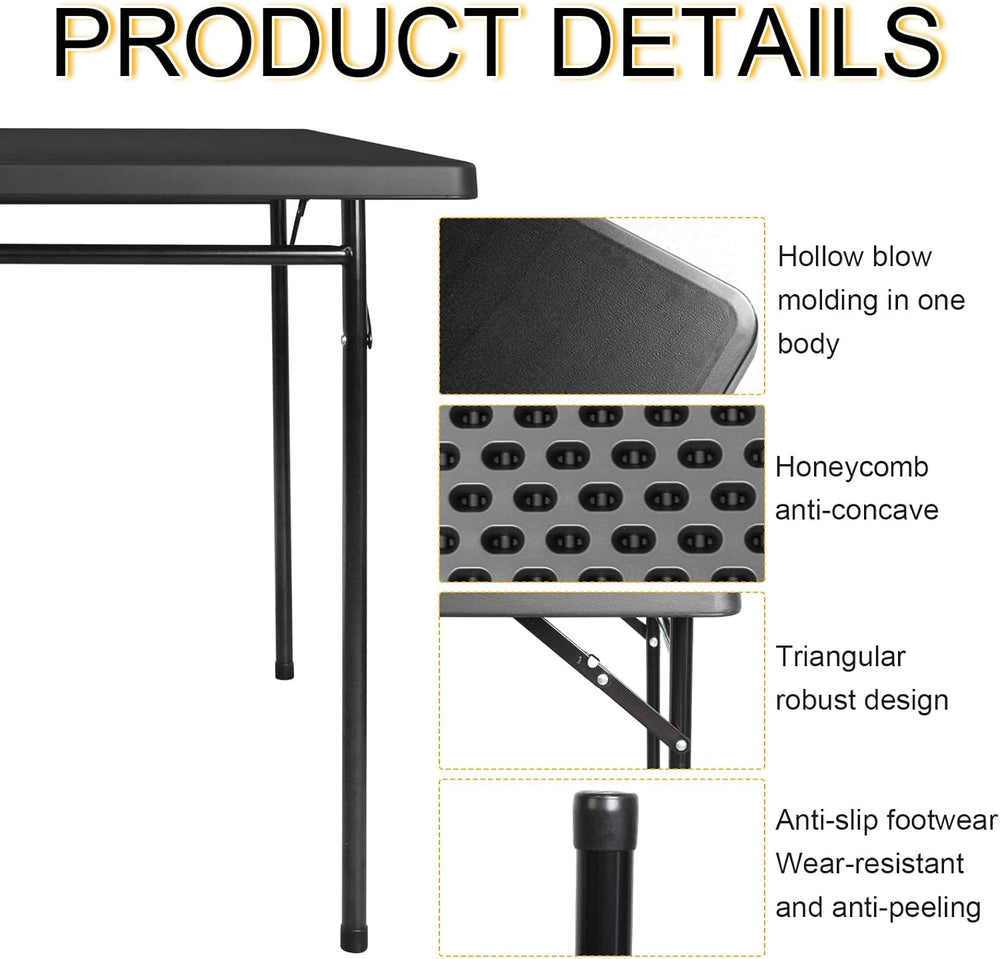 3ft Rectangular Folding Table, All-Occasion Plastic Event Table for Indoor an...