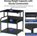 Printer Stand, 23.6 x18.9 x 30 Inches Large Printer Table with Adjustable Storage Shelf, 3 Tier Rolling Printer Cart with Wheels for Home Office, Stand for Heat Press Mini Fridge, Black