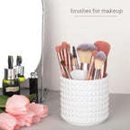 Anyoifax Makeup Brush Holder Organizer 360°Rotating Make Up Brushes Container for Vanity, Spinning Cosmetics Storage Cup, Masonite White