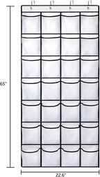 REGELETO 2 Pack 28 Pocket Over the Door Shoe Organizer, Hanging Shoe Rack for Door Large Capacity Shoe Organizer Holder with 4 Metal Hooks (White-2Pack)