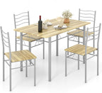Giantex 47-inches Dining Table Set for 4, Rectangular Kitchen Table with 4 Dining Chairs, Metal Frame, 5-Piece Space-Saving Dinette Set for Small Space, Dinner, Breakfast Nook, Apartment, Natural