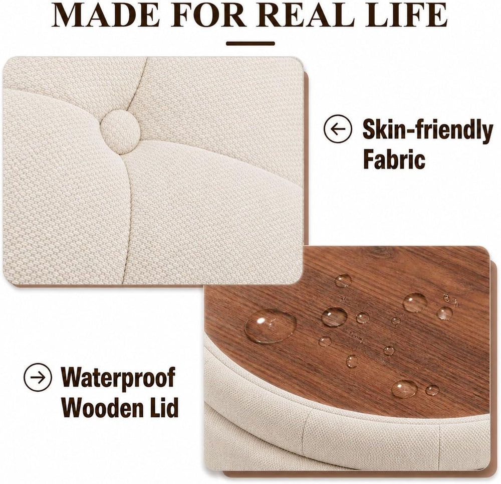25" Round Ottoman with Storage, Small Coffee Table with Reversible Tray ...