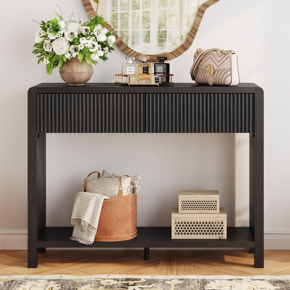 FATORRI Console Entryway Table, Modern Sofa Table with 2 Drawers for Living R...