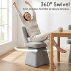 VKNOW Upholstered Swivel Dining Chairs Set of 2, Modern Dining Room Chairs with Open Back, Chenille Fabric Kitchen Chairs for Dining Room, Living Room, Bedroom, Vanity, Grey