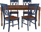Crosley Furniture Shelby 5-Piece Traditional Dining Table Set for 4, Dinner Tables with Kitchen Chairs, Navy/Dark Cherry