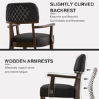 PU Leather Dining Chairs with Arms Set of 4, Upholstered Dining Room Chairs with Hardwood Legs & Open Curved Backrest,Modern Accent Kitchen Chairs 350 LBS Capacity, Black