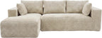 107" L-Shaped Boneless Sectional Sofa with Left-Facing Chaise, Beige | Deep-seat corduroy cloud couch with a modular boneless design and no assembly required for easy, comfortable lounging.