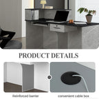 L Shape Reception Desk with Counter, Lockable Drawer, Keyboard Tray, and Double-Layer Storage for Salon, Office, or Clinic (Gray+Black/Left, 79" L*24" W*39" H)