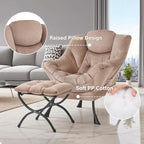 Tiita Lazy Chair with Ottoman, Modern Large Accent Lounge Armchair, Comfy Leisure Sofa Reading Chair with Footrest for Bedroom, Living Room, Dorm Rooms, Garden and Courtyard, Velvet Khaki