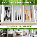 ANTOWIN Bamboo Drawer Dividers Organizers, Expandable Drawer Separators Splitter,17-22 inches Long Adjustable Spring-loaded Organizer for Large Utensil, Clothes, Tools Drawers (White)
