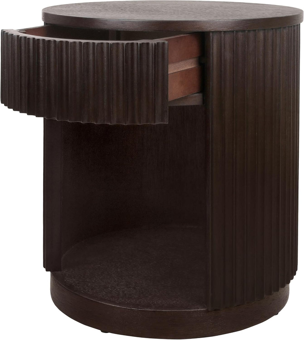 NPD Furniture Truro 19-Inch Round Accent Table with Storage Shelf, 2-Tier Sid...