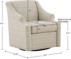 Madison Park Swivel Glider Chair for Living Room, High Back Bedroom Lounge Foam Seat Cushion Upholstered, Nursery Furniture, Metal Base, Fully Assembled, 29.5" W x 30.25" D x 34.5" H, Tan