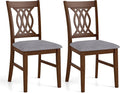 GOFLAME Wooden Dining Chairs Set of 2, Fabric Upholstered Kitchen Chairs with Padded Seat and Rubber Wood Frame, Farmhouse Armless Side Chairs for Dining Room, Living Room, Restaurant