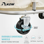 PLKOW Laundry Cart with Wheels 320L Large Rolling Laundry Cart for Commercial/Home, Rolling Laundry Basket with Steel Frame and Waterproof Lining, 9 Bushel, 32.3L x 19.7W x 30.7H Inch, Beige