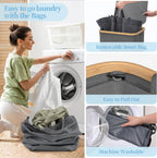 Yecaye 100L Large Capacity Laundry Hamper – Foldable Rolling Laundry Basket, Mobile Clothes Hamper with Wheels, Removable Inner Bag, Bamboo Handle Lid Laundry Bin – Multi-Use Storage,Grey