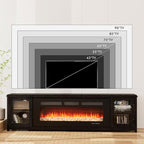 80'' Modern Electric Fireplace TV Stand, Entertainment Center with 50" Electric Fireplace, Wood Media Console Cabinet for TVs up to 90", for Living Room Bedroom, Black