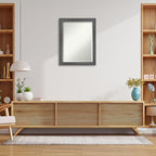 Amanti Art Grey Wall Mirror 27x21 Angled Metallic Rainbow Rectangle Bathroom Mirror for Wall Decor Living Room, Medium Modern Contemporary Wood Frame, Hangs Horizonally and Vertically, Bathroom Decor