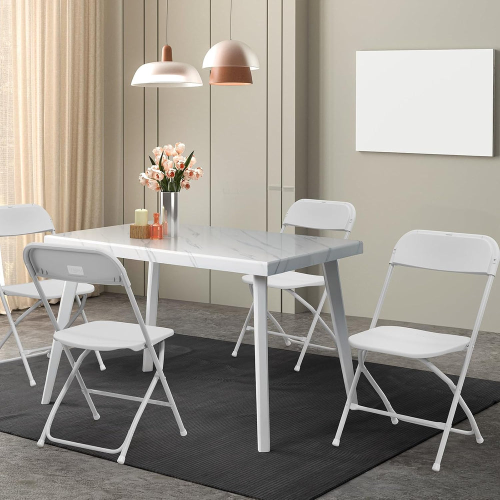 VINGLI 2 Pack White Plastic Folding Chair, Indoor Outdoor Portable Stackable ...